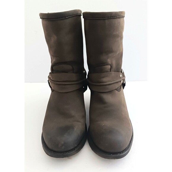 Independent Boot Co Brown Leather Moto Ankle Boot Harness Strap Made Mexico 6.5 - Picture 2 of 11